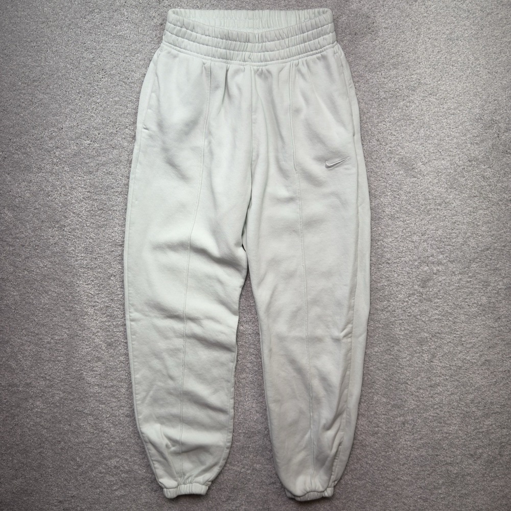 Nike Womens Sage Green Fleece Seamed Joggers Sweatpants Small S Pockets Swoosh